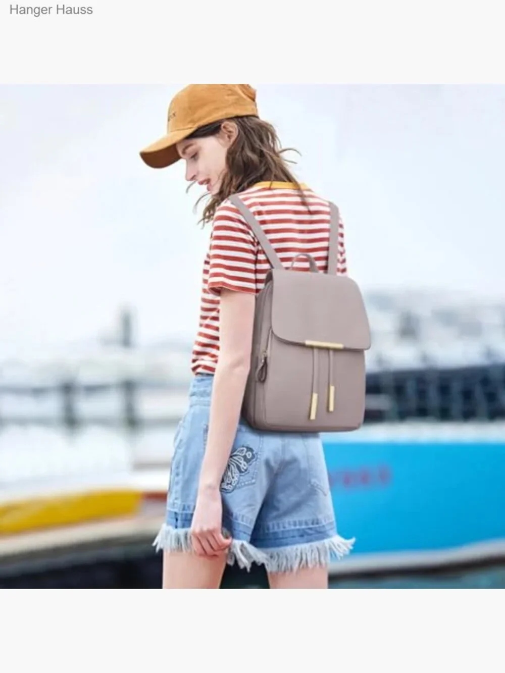 Vegan Leather Backpack Purse with Pockets, Travel Daypack